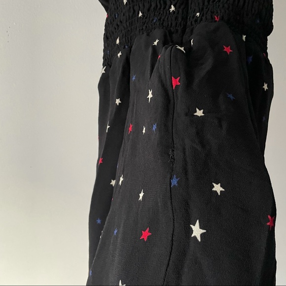 Reformation Black Elyse Patriotic Color Star Ruffle Strap Fit & Flare Mini Dress - Picture 7 of 9
